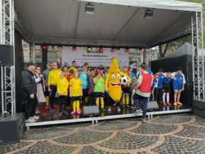 Fußballteam der Bananenflanke Bonn/Rhein-Sie auf der Bühne der BG Bonn 